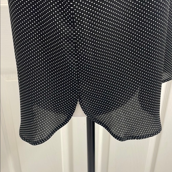 Counterparts Black & White Mini Polka Dot Blouse Tie Neck Flutter Sleeves Size S - Picture 6 of 10